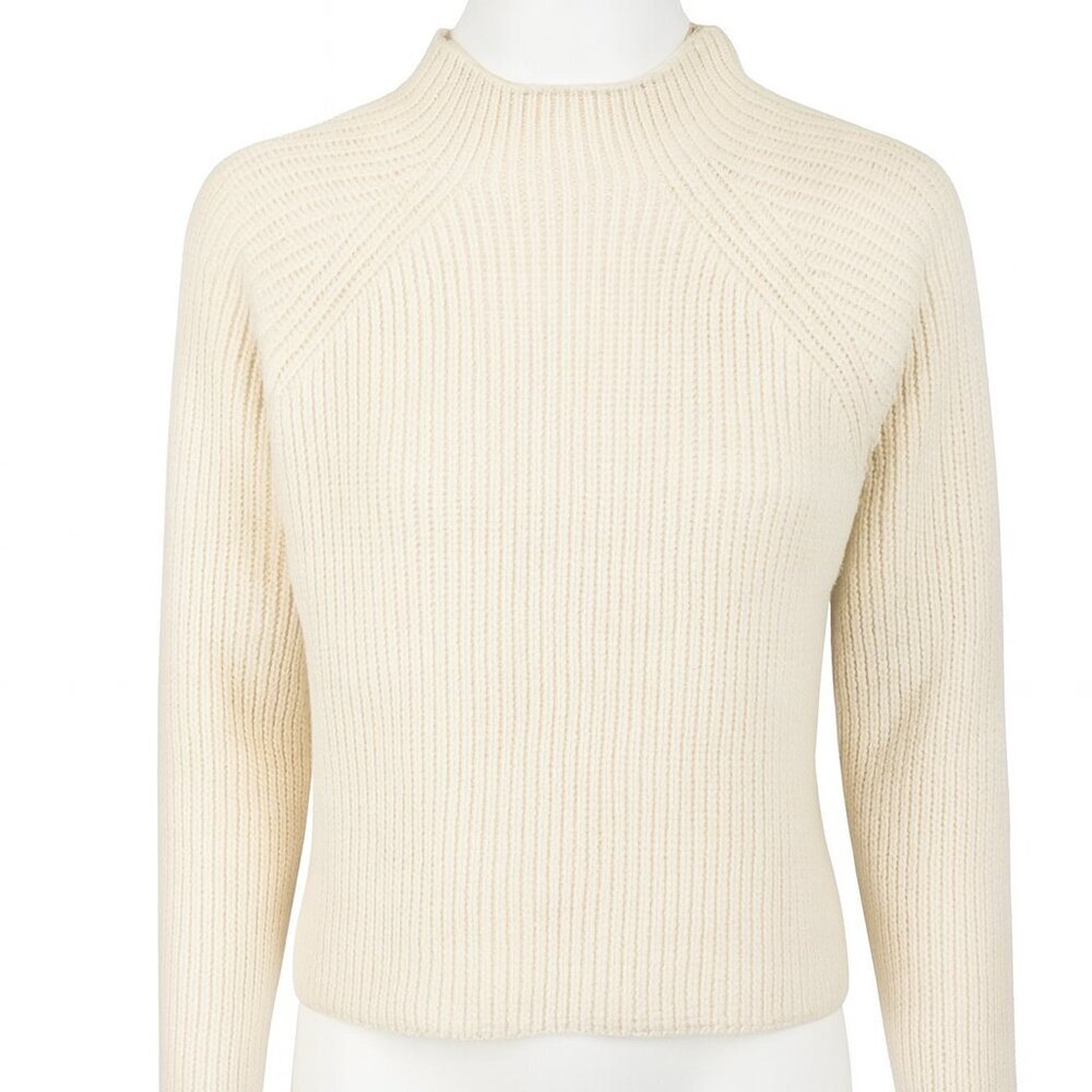 Zara Off White Cream Sweater Mock Neck Size Small Long Sleeved